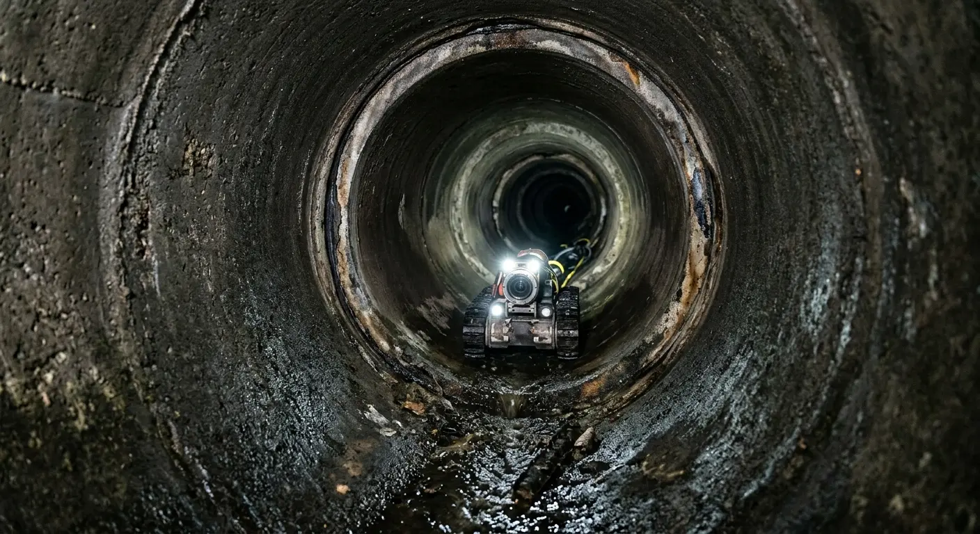 Robotic sewer camera inspecting pipe interior for Drain Snake Service in Pittsburg